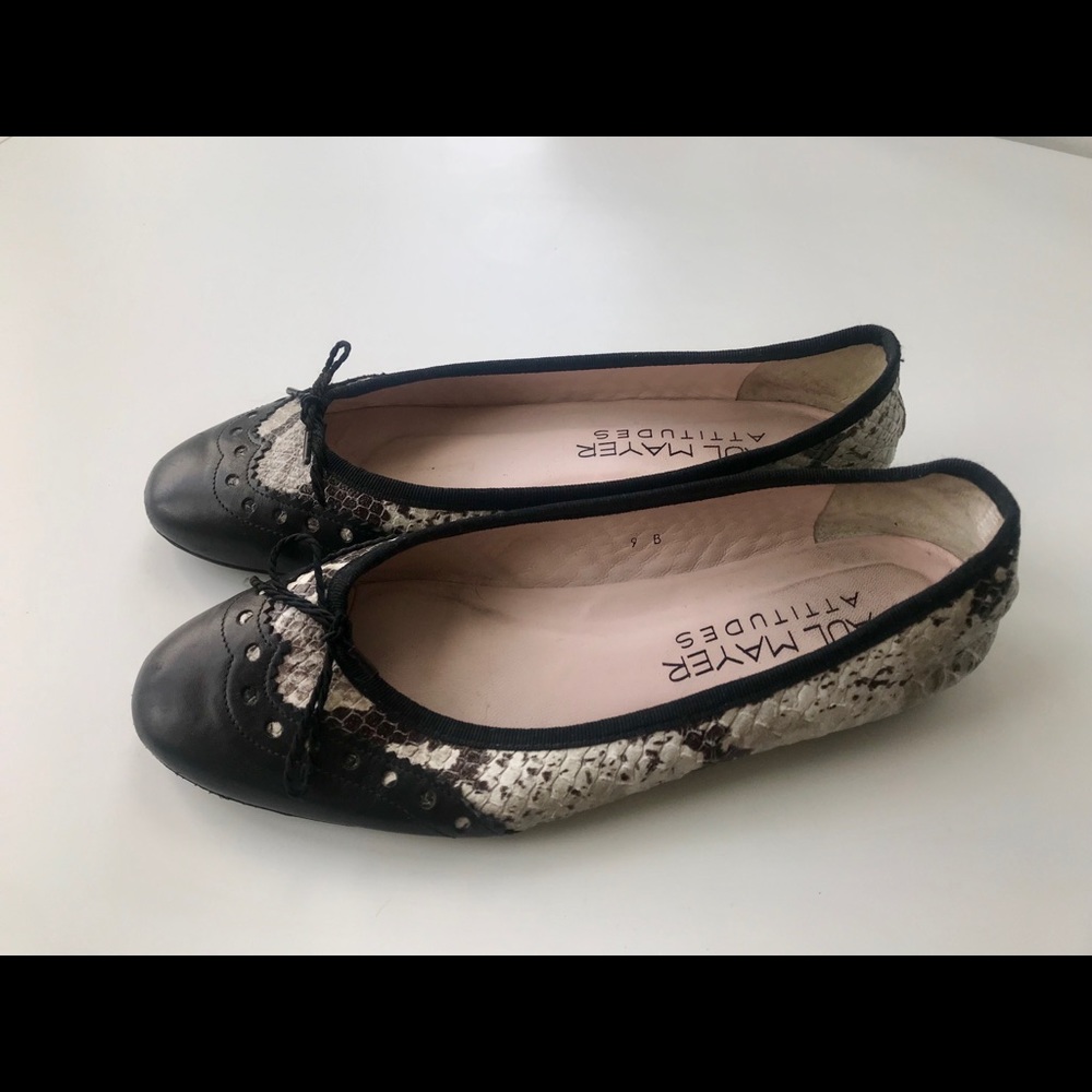 Paul Mayer Attitudes Snake Leather Flats Size 9